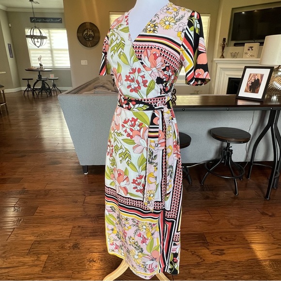 Who What Wear Maxi Floral Wrap Dress Size Small Scarf Print Long Length Colorful - Picture 6 of 16